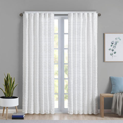 Intelligent Design Annie Solid Clipped Jacquard Window Curtain 50x84"