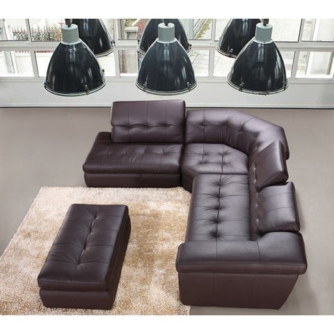 J&M Furniture 397 Italian Leather Sectional in Chocolate
