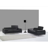 J&M A973 2 Piece Italian Leather Sofa And Loveseat Set In Black