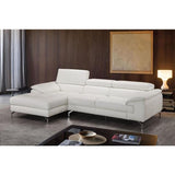 J&M Furniture Alice Premium Leather Sectional In Left Facing Chaise in White