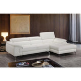 J&M Furniture Alice Premium Leather Sectional In Right Facing Chaise in White