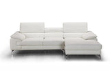 J&M Furniture Alice Premium Leather Sectional In Right Facing Chaise in White