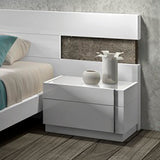 J&M Furniture Amora 3 Piece Platform Bedroom Set in White Lacquer & Stone Slate