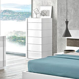 J&M Furniture Amora 4 Piece Platform Bedroom Set in White Lacquer & Stone Slate