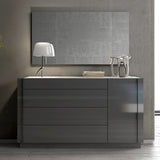 J&M Furniture Braga 6 Piece Platform Bedroom Set in Grey Lacquer