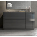J&M Furniture Braga Dresser w/ Mirror in Grey Lacquer