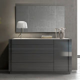 J&M Furniture Braga Mirror in Grey Lacquer