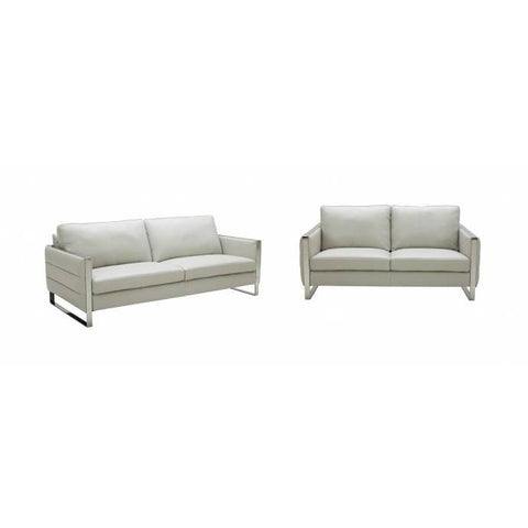 J&M Furniture Constantin 2 Piece Leather Living Room Set in Light Grey