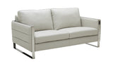 J&M Furniture Constantin Leather Loveseat in Light Grey