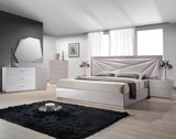 J&M Furniture Florence 5 Piece Platform Bedroom Set in White & Taupe