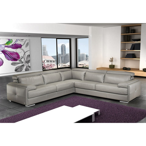 J&M Furniture Gary Italian Leather Sectional in Grey