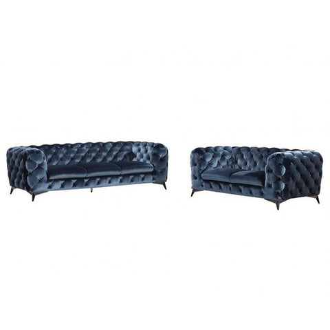 J&M Furniture Glitz 2 Piece Living Room Set in Blue