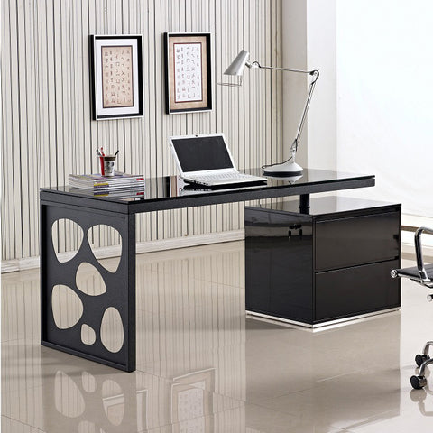 J&M Furniture KD01R Modern Office Desk in Black