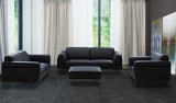J&M Furniture Knight Sofa in Black Leather