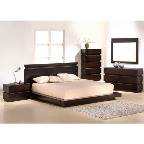 J&M Furniture Knotch 4 Piece Platform Bedroom Set in Expresso