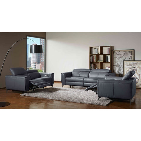 J&M Furniture Liam 3 Piece Living Room Set in Blue Grey