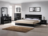 J&M Furniture Lucca Dresser w/ Mirror in Black Lacquer