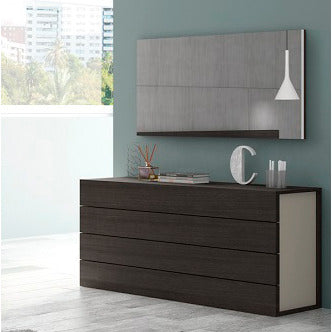 J&M Furniture Maia Dresser w/ Mirror in Light Grey & Wenge
