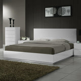 J&M Furniture Naples 3 Piece Platform Bedroom Set in White Lacquer