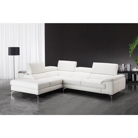 J&M Furniture Nila Premium Leather Sectional In Left Facing Chaise in White