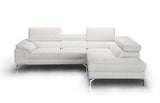 J&M Furniture Nila Premium Leather Sectional In Right Facing Chaise in White