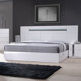 J&M Furniture Palermo 3 Piece Platform Bedroom Set in White Lacquer & Chrome
