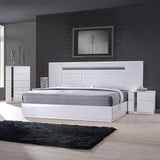 J&M Furniture Palermo 5 Piece Platform Bedroom Set in White Lacquer & Chrome