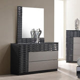 J&M Furniture Roma Dresser w/ Mirror in Black & Grey Lacquer