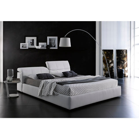 J&M Furniture Tower Storage Bed in White Eco Leather
