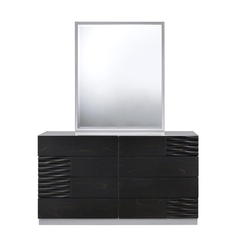 J&M Furniture Tribeca Dresser & Mirror in Black & Grey