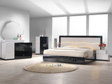 J&M Furniture Turin Dresser w/ Mirror in Light Grey & Black Lacquer