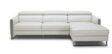 J&M Furniture Vella Premium Leather Sectional Right Hand Facing in Light Grey
