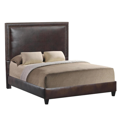 Leffler Brookside Upholstered Bed with Nail Heads in Royalty Bi cast Espresso
