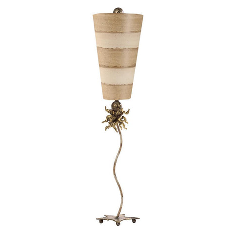 Lucas & McKearn Anemone Lucas Mckearn Tall Buffet Table Lamp With Striped Shade Gold and Silver