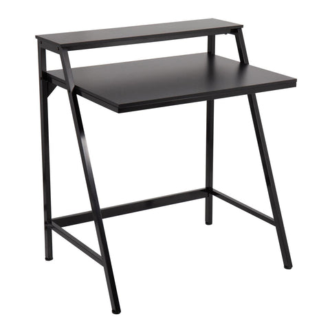 Lumisource 2-Tier Contemporary Office Desk in Black Steel and Black Wood