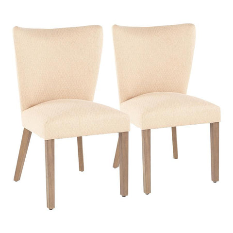 Lumisource Addison Contemporary Dining Chair in Ash Brown Wooden Legs and Light Brown Fabric - Set of 2