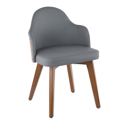Lumisource Ahoy Mid-Century Chair in Walnut and Grey Faux Leather