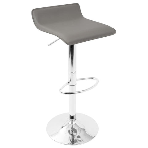 Lumisource Ale Contemporary Adjustable Barstool in Grey PU Leather - Set of 2