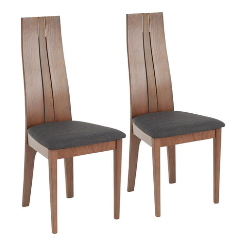 Lumisource Aspen Contemporary Dining Chair in Walnut Wood and Charcoal Fabric Seat - Set of 2