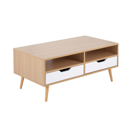 Lumisource Astro Contemporary Coffee Table in Natural and White Wood