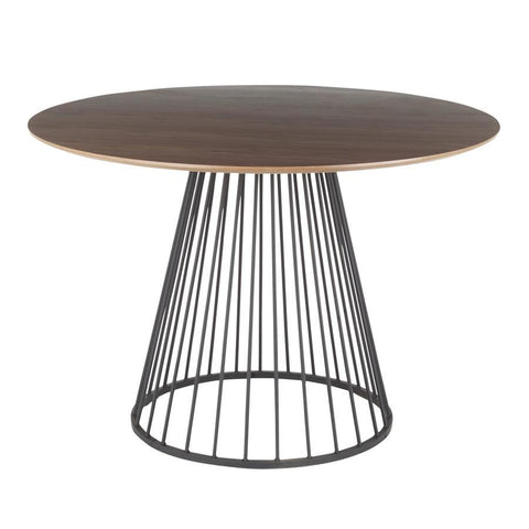 Lumisource Canary Contemporary Dining Table in Black Metal and Walnut Wood Top