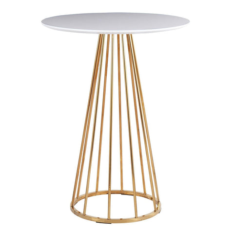 Lumisource Canary Contemporary/Glam Counter Table in Gold Steel and White Wood