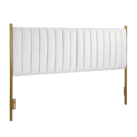 Lumisource Chloe Contemporary/Glam King Headboard in Gold Steel and Cream Velvet