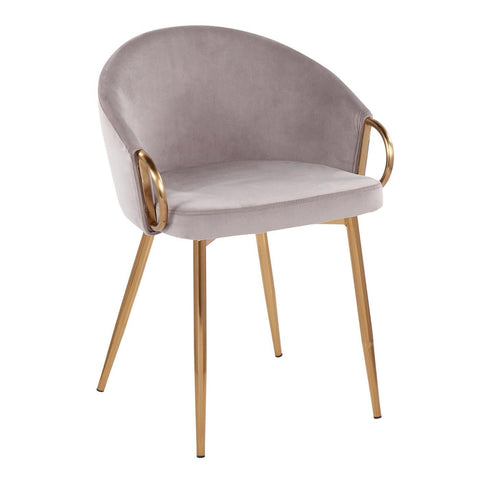 Lumisource Claire Contemporary/Glam Chair in Gold Metal and Silver Velvet