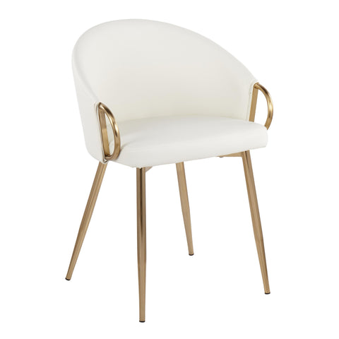 Lumisource Claire Contemporary/Glam Chair in Gold Metal and White Faux Leather