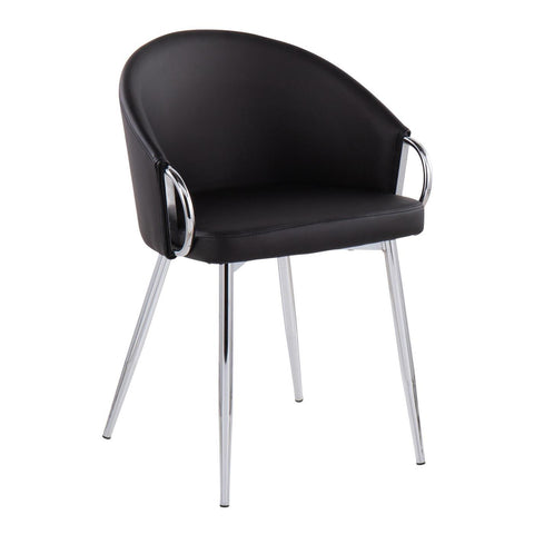 Lumisource Claire Contemporary/Glam Chair in Silver Metal and Black Faux Leather