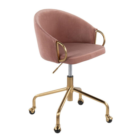 Lumisource Claire Contemporary/Glam Task Chair in Gold Metal and Blush Velvet