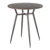 Lumisource Clara Industrial Round Dinette Table in Antique Metal and Espresso Wood-Pressed Grain Bamboo