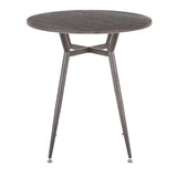 Lumisource Clara Industrial Round Dinette Table in Antique Metal and Espresso Wood-Pressed Grain Bamboo