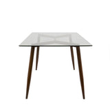 Lumisource Clara Mid-Century Modern Dining Table in Walnut and Clear